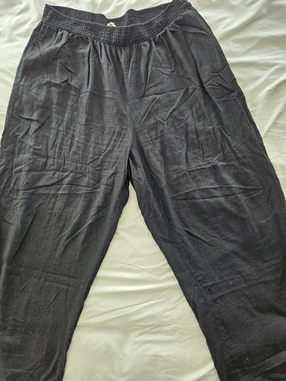 Aerie XL Black Linen Blend Pants, Elastic Waist
